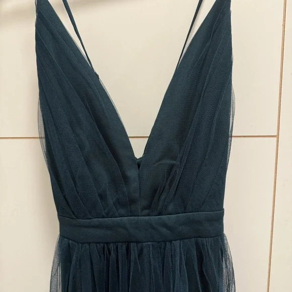 Lulus Rare Beauty Hunter Green Tulle Backless Maxi Dress M - Picture 3 of 9